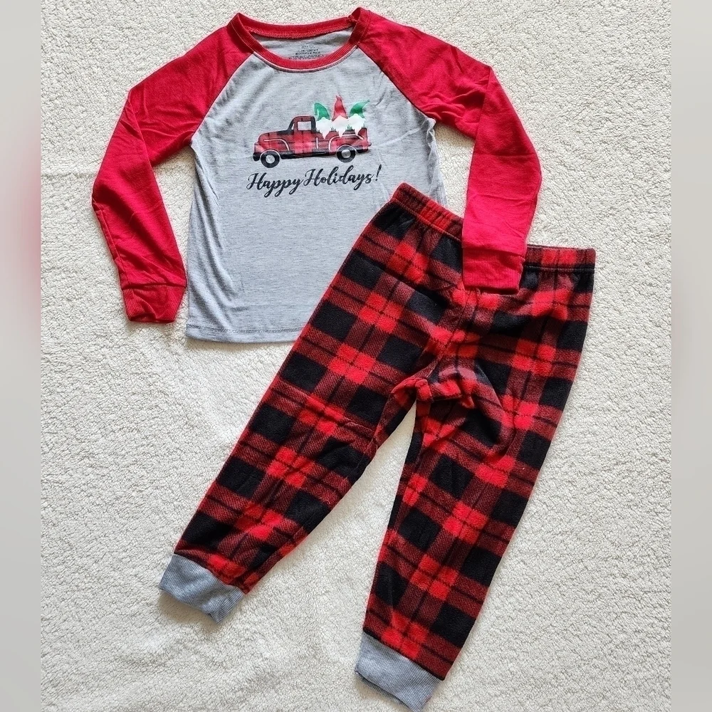 NWT Flannel Holiday Christmas Gnomes on a truck with tree Pajama set